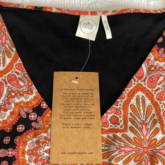 Paper Crane Anthropologie Boho Tunic Paisley Print Dress Size L - Picture 11 of 15